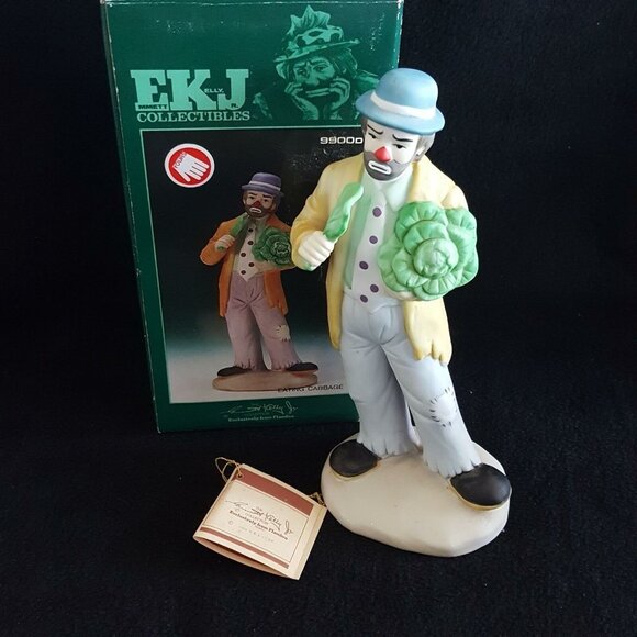 Emmett Kelly Circus Clown Figurine Hobo Cabbage Stool Horn Trunk Lot 3 - Picture 5 of 11